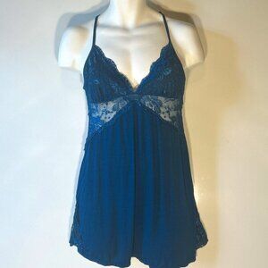 Avid Love Deep Teal SZL  Baby Doll Gown Lingerie  80's Sexy Gift Romantic Flirty